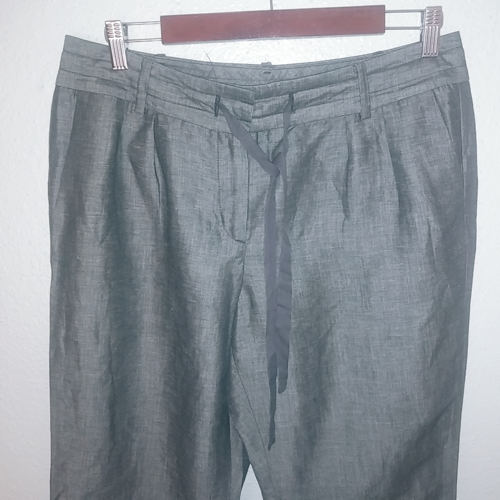 Talbots 12P 33x30 Linen Blend Black White Gray Dress Pants Workwear Petite - Picture 2 of 7